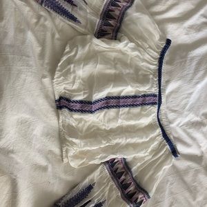 Free People sheer embroidered off-the-shoulder top